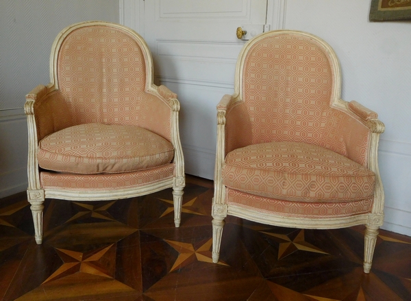 JB Lelarge : grand salon 9 pièces d'époque Louis XVI - canapé 2 bergères 6 fauteuils - estampille