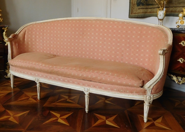 JB Lelarge : large set of 9 Louis XVI seats - a sofa, 2 bergeres, 6 armchairs - stamped