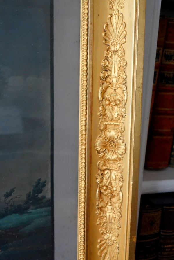 Set of 4 large gouaches : landscapes and seascapes, early 19th century, gilt wood frame