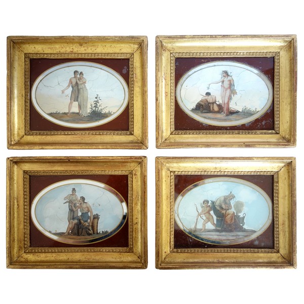 4 Empire engravings : the 4 seasons, early 19th century