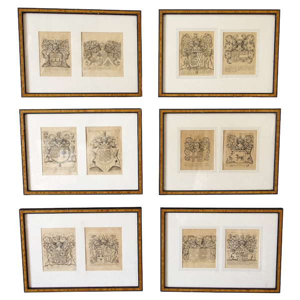 Set of 6 engravings : 12 coat of arms - 19th century