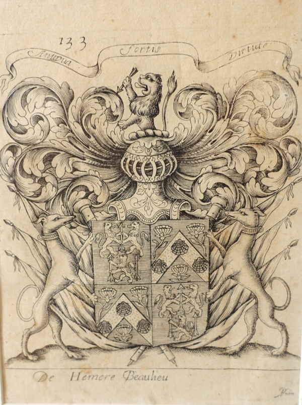 Set of 6 engravings : 12 coat of arms - 19th century