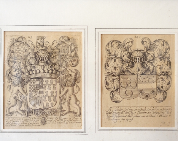 Set of 6 engravings : 12 coat of arms - 19th century