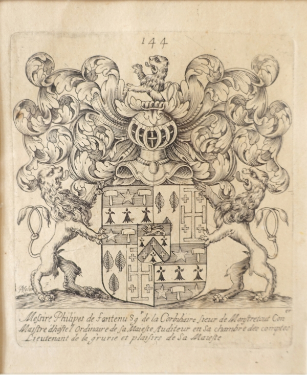 Set of 6 engravings : 12 coat of arms - 19th century