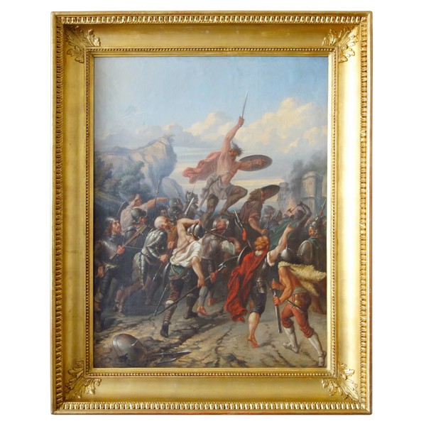 19th century French school, large oil on canvas : allegory of French courage 69cm x 90cm