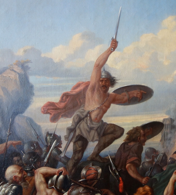 19th century French school, large oil on canvas : allegory of French courage 69cm x 90cm