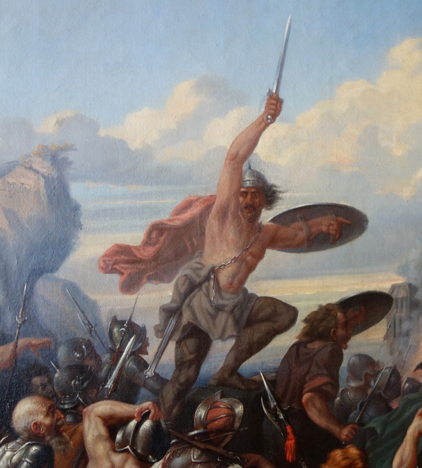 19th century French school, large oil on canvas : allegory of French courage 69cm x 90cm