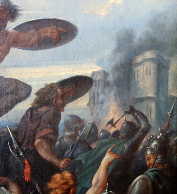 19th century French school, large oil on canvas : allegory of French courage 69cm x 90cm