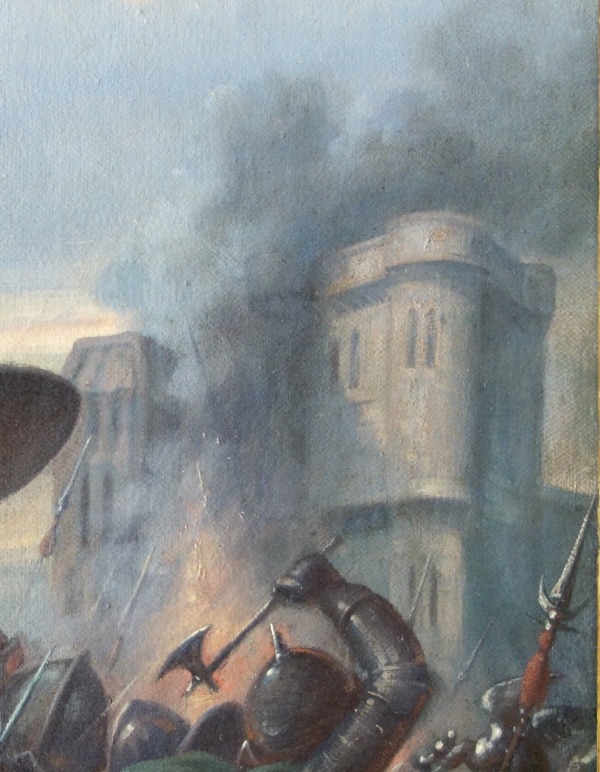 Ecole Française du XIXe siècle, grand scène allégorique : la combativité du peuple Français - 69cm x 90cm