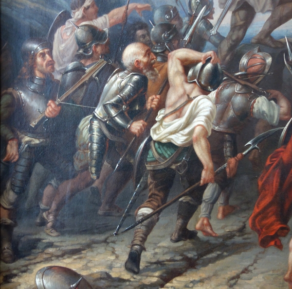 Ecole Française du XIXe siècle, grand scène allégorique : la combativité du peuple Français - 69cm x 90cm