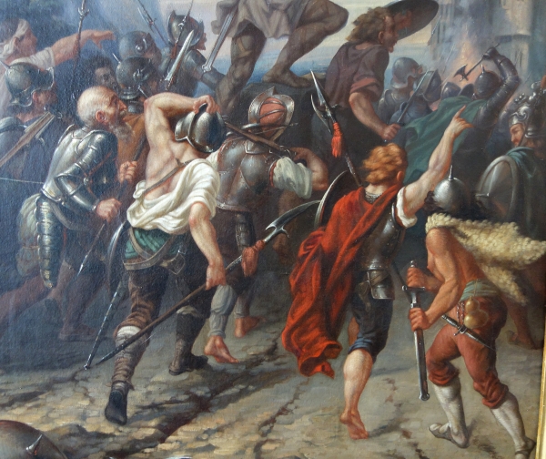 19th century French school, large oil on canvas : allegory of French courage 69cm x 90cm