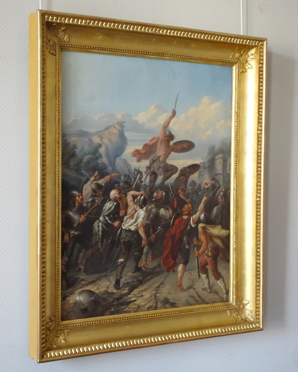 19th century French school, large oil on canvas : allegory of French courage 69cm x 90cm