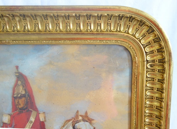 19th century watercolor : Cavalry soldier, Napoleon III period
