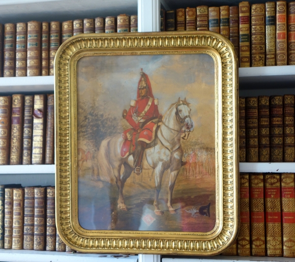 19th century watercolor : Cavalry soldier, Napoleon III period