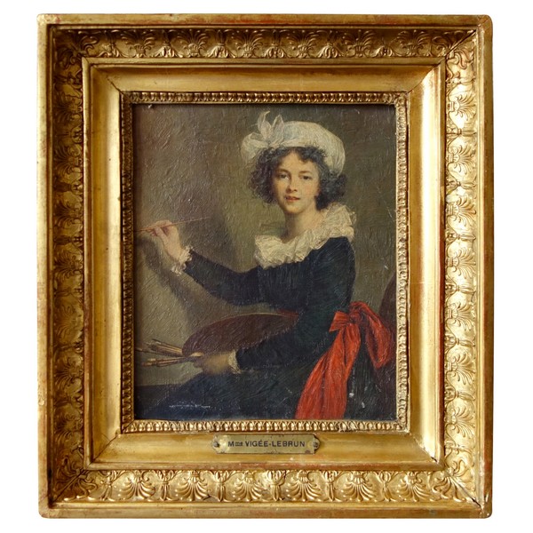 Self-portrait of Elisabeth Vigée Lebrun set into an Empire gilt wood frame - heliopainting