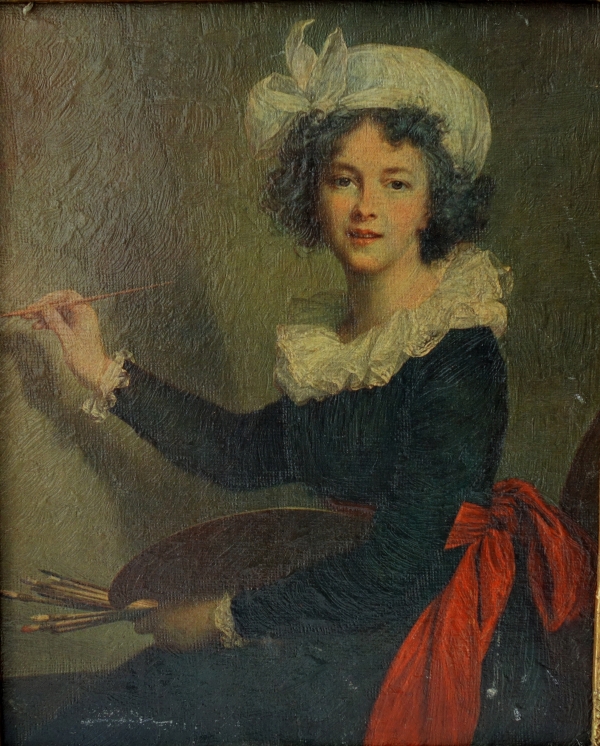 Self-portrait of Elisabeth Vigée Lebrun set into an Empire gilt wood frame - heliopainting