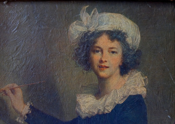 Self-portrait of Elisabeth Vigée Lebrun set into an Empire gilt wood frame - heliopainting