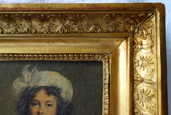 Self-portrait of Elisabeth Vigée Lebrun set into an Empire gilt wood frame - heliopainting