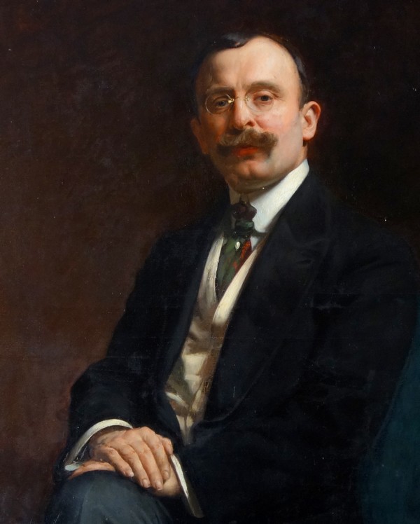 Jean Syndon Faurie : autoportrait du peintre, grande huile sur toile 116cm x 90cm - 1913