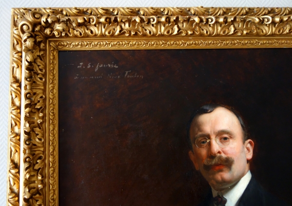 Jean Syndon Faurie : autoportrait du peintre, grande huile sur toile 116cm x 90cm - 1913