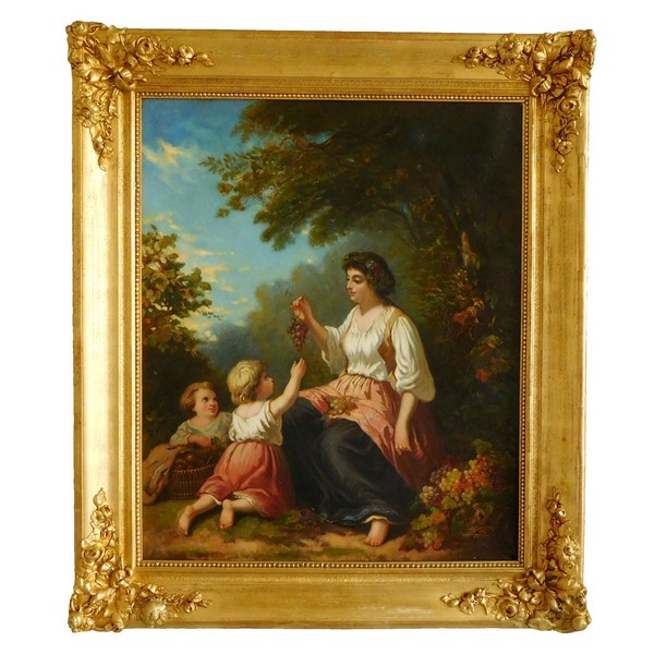 19th century French school after Delacroix : grapes / bacchic scene, oil on canvas signed, dated 1870