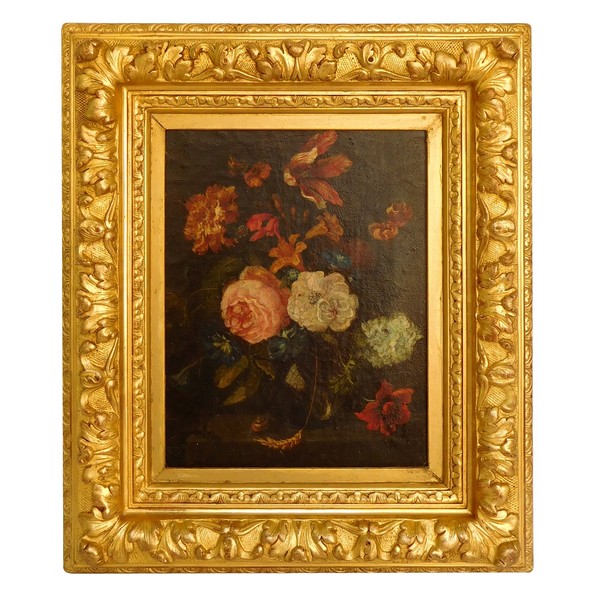 18th century Dutch school : bouquet of flowers, in a 19th century gilt wood frame