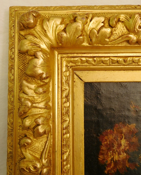 18th century Dutch school : bouquet of flowers, in a 19th century gilt wood frame