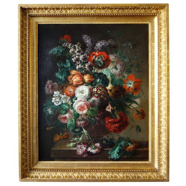 Bouquet de fleurs - école lyonnaise du début XIXe siècle - 82cm x 67cm