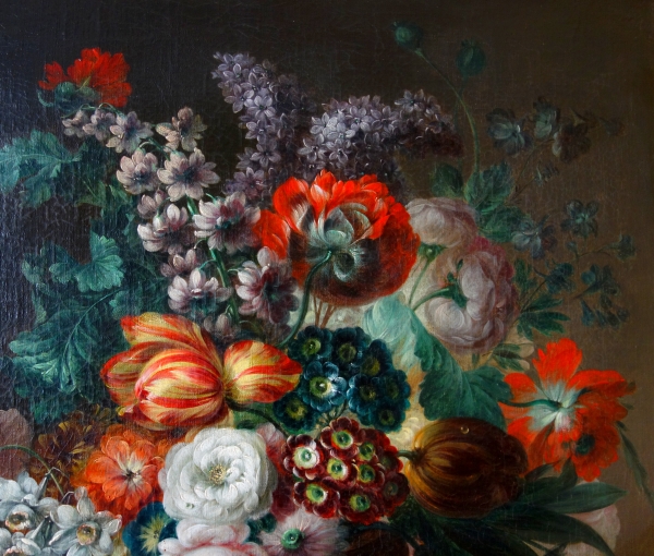 Bouquet de fleurs - école lyonnaise du début XIXe siècle - 82cm x 67cm