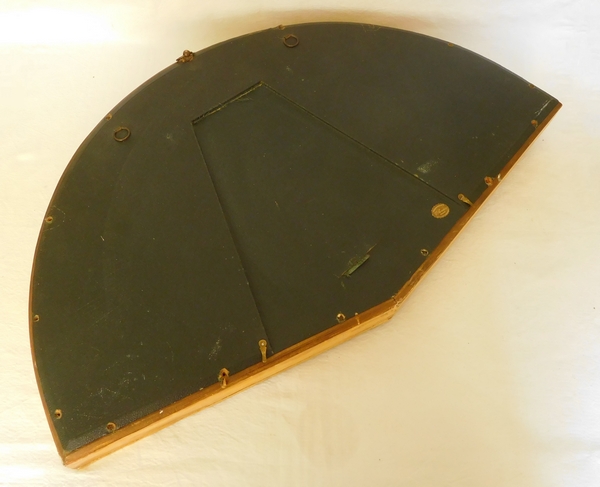 Louis XVI mother of pearl and gouache fan set into its gilt wood frame box