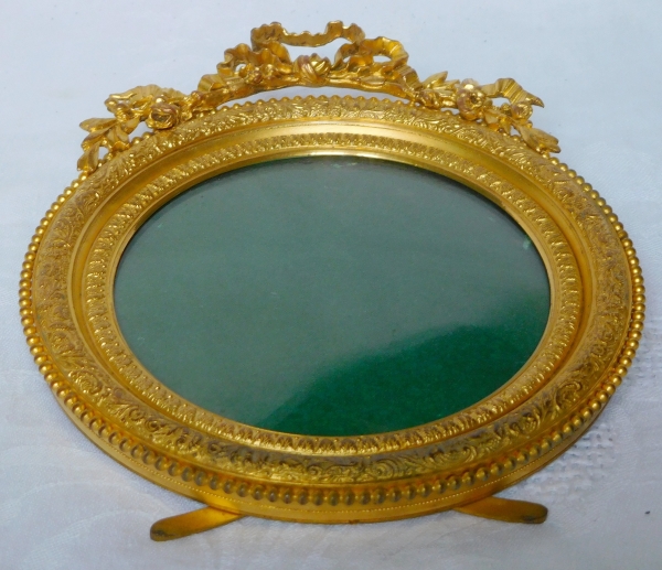 Grand cadre de photo ou de miniature de style Louis XVI en bronze doré - époque Napoléon III