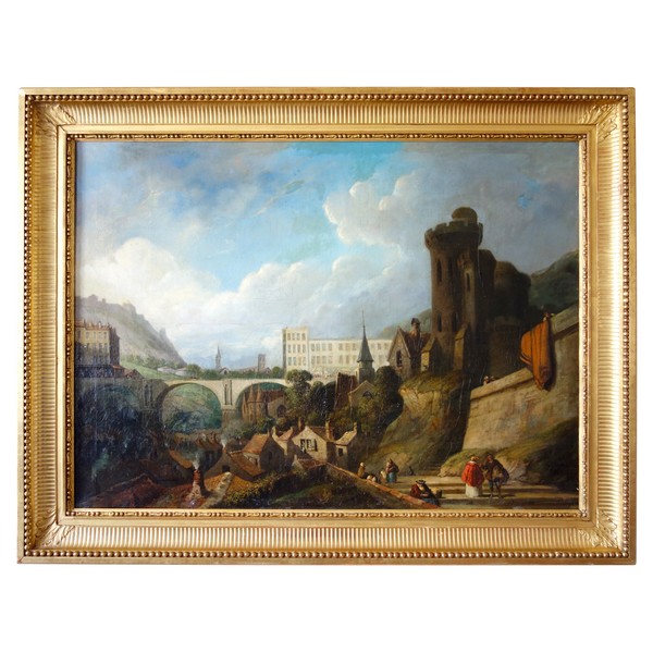 Caprice architectural par J. Paul Martin - grande huile sur toile datée de 1857 - 91cm x 124cm