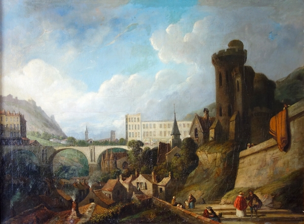 Caprice architectural par J. Paul Martin - grande huile sur toile datée de 1857 - 91cm x 124cm