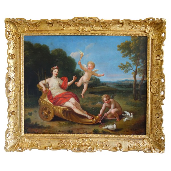 Early 18th century French school, Venus' Chariot, mythological painting : 81cm x 65cm