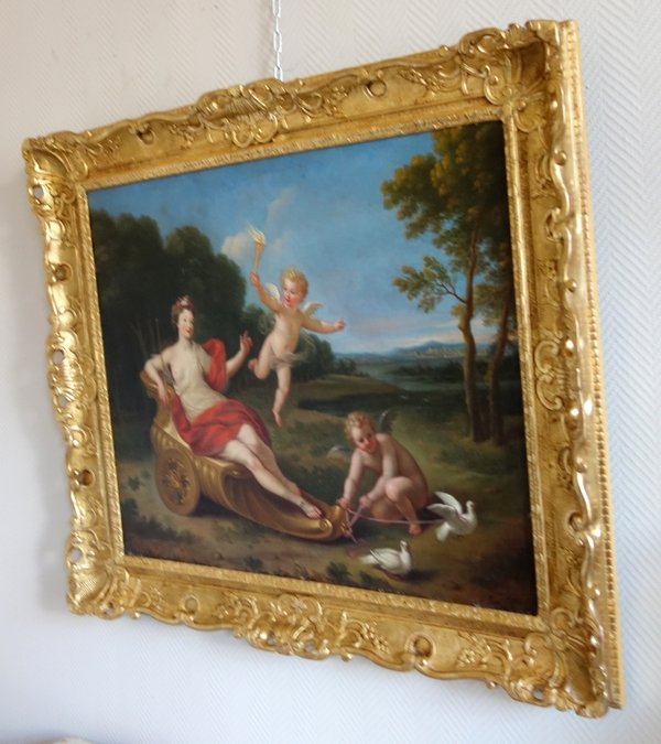 Early 18th century French school, Venus' Chariot, mythological painting : 81cm x 65cm