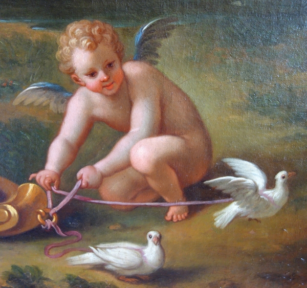 Early 18th century French school, Venus' Chariot, mythological painting : 81cm x 65cm