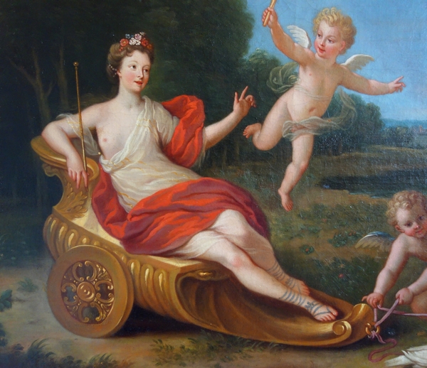 Early 18th century French school, Venus' Chariot, mythological painting : 81cm x 65cm