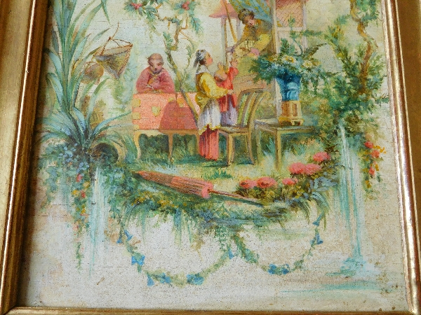 19th century oil on panel in the taste of Pillement