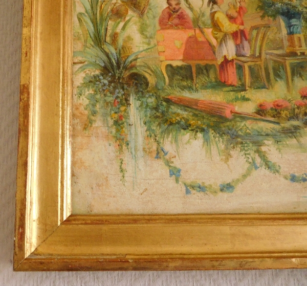 19th century oil on panel in the taste of Pillement