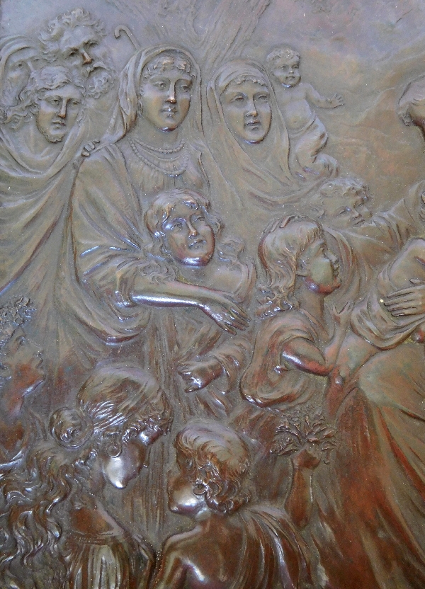 Christ & children, repoussé copper artwork : ''Let the children come to me''