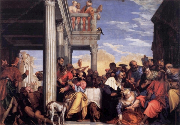 Le festin chez Simon le Pharisien d'après Veronese, école française début XIXe - huile sur toile 109cm x 135cm