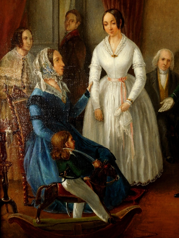 19th century French School : large oil on canvas - Marriage proposal 147x121cm, 1848