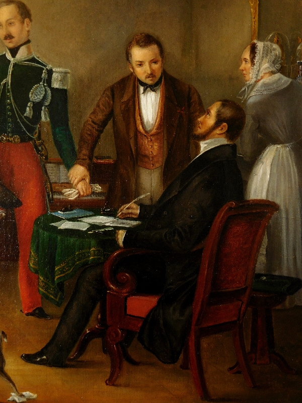 19th century French School : large oil on canvas - Marriage proposal 147x121cm, 1848