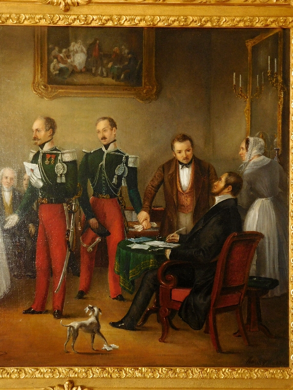 19th century French School : large oil on canvas - Marriage proposal 147x121cm, 1848