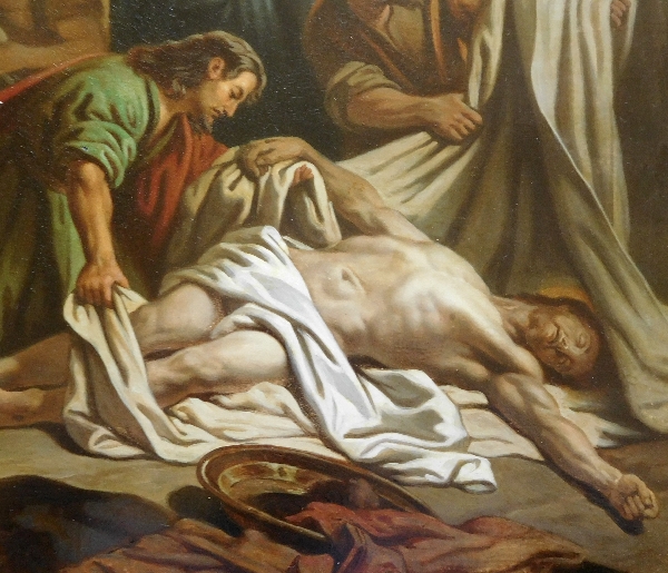 17th Century French School, the Descent from the Cross, oil on metal