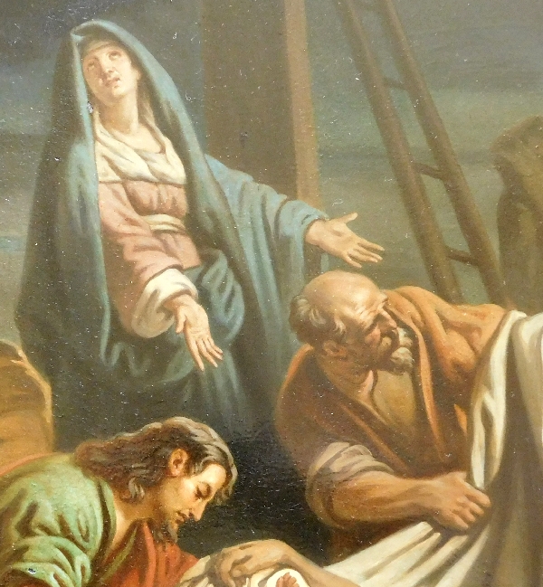 17th Century French School, the Descent from the Cross, oil on metal