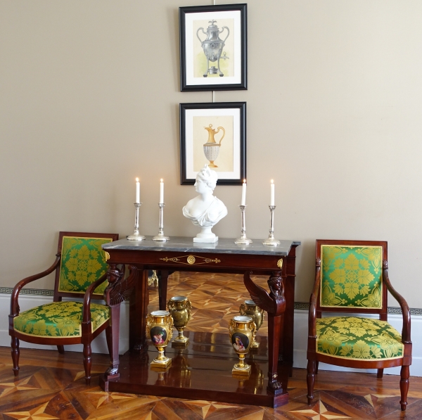 Gouache - silverware drawing : Empire style crystal and vermeil ewer framed - 47.5cm x 58cm