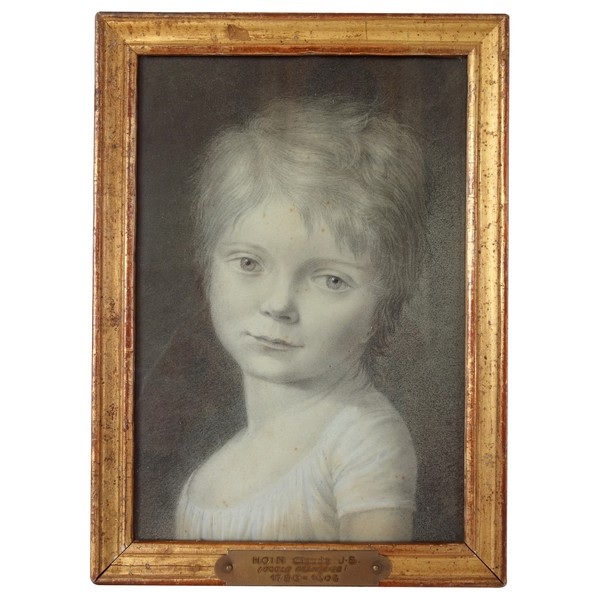 Portrait dessin de petite fille sous l'Empire attribué à Claude Hoin