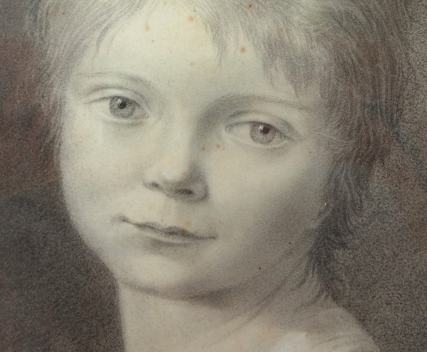 Portrait dessin de petite fille sous l'Empire attribué à Claude Hoin