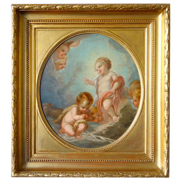 French school, follower of Francois Boucher : Jesus Child blessing John the Baptist